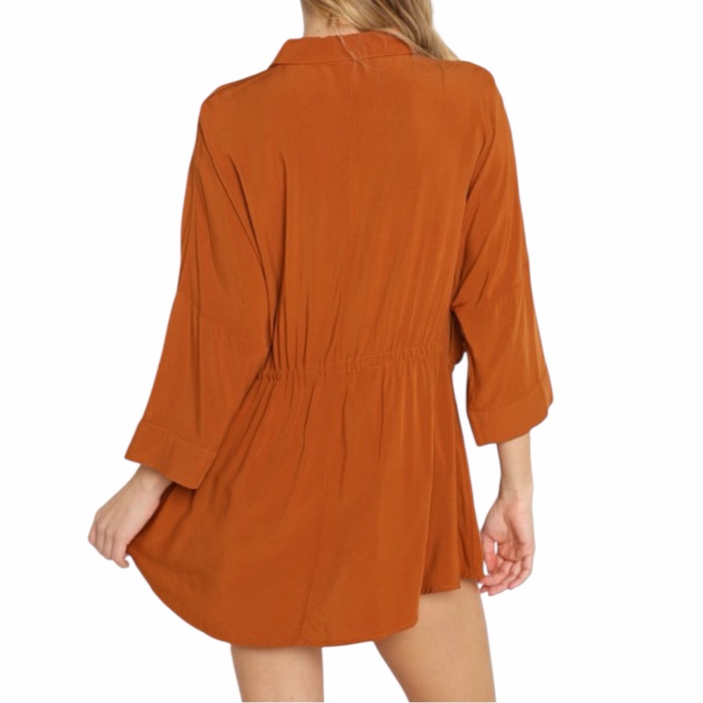 L Space Pacifica Tunic in Amber Size XS/S Loose Fit Button Front 100% Rayon - Picture 3 of 8
